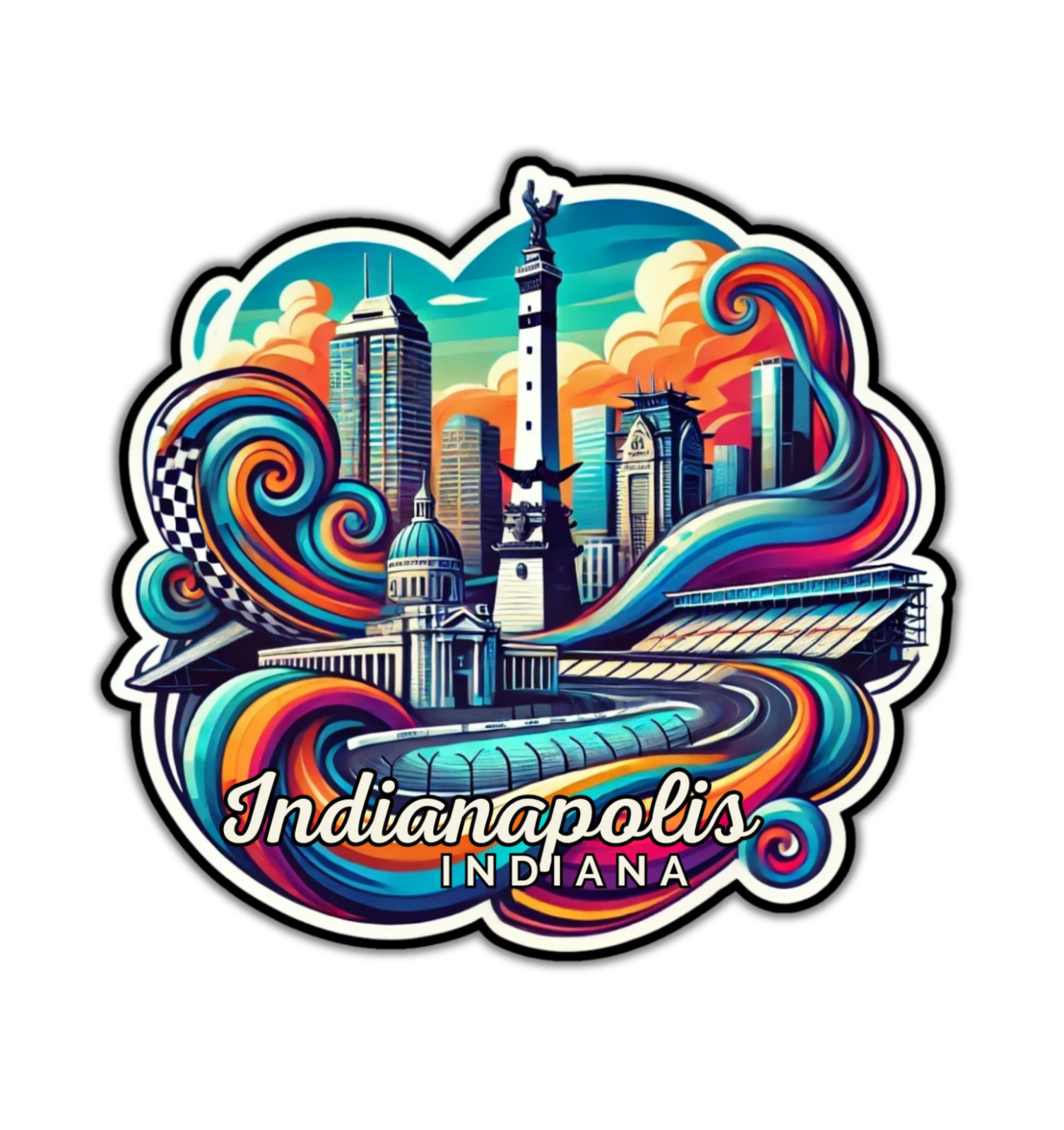 Indianapolis Indiana Fridge Magnet or Laptop Sticker