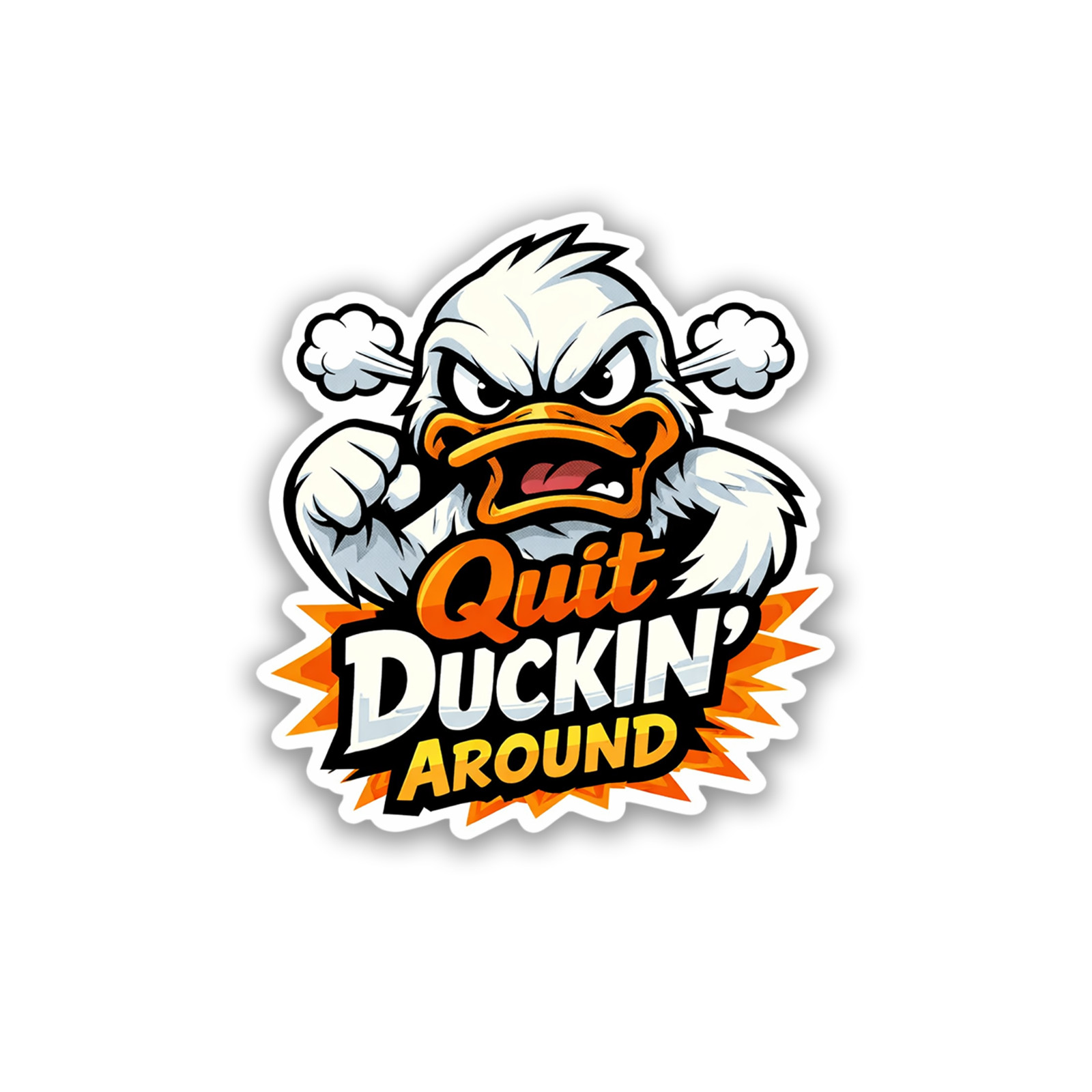 Quit Duckin' Around Sticker 4 Inch Vinyl Decal Waterproof Adult Humor Comic