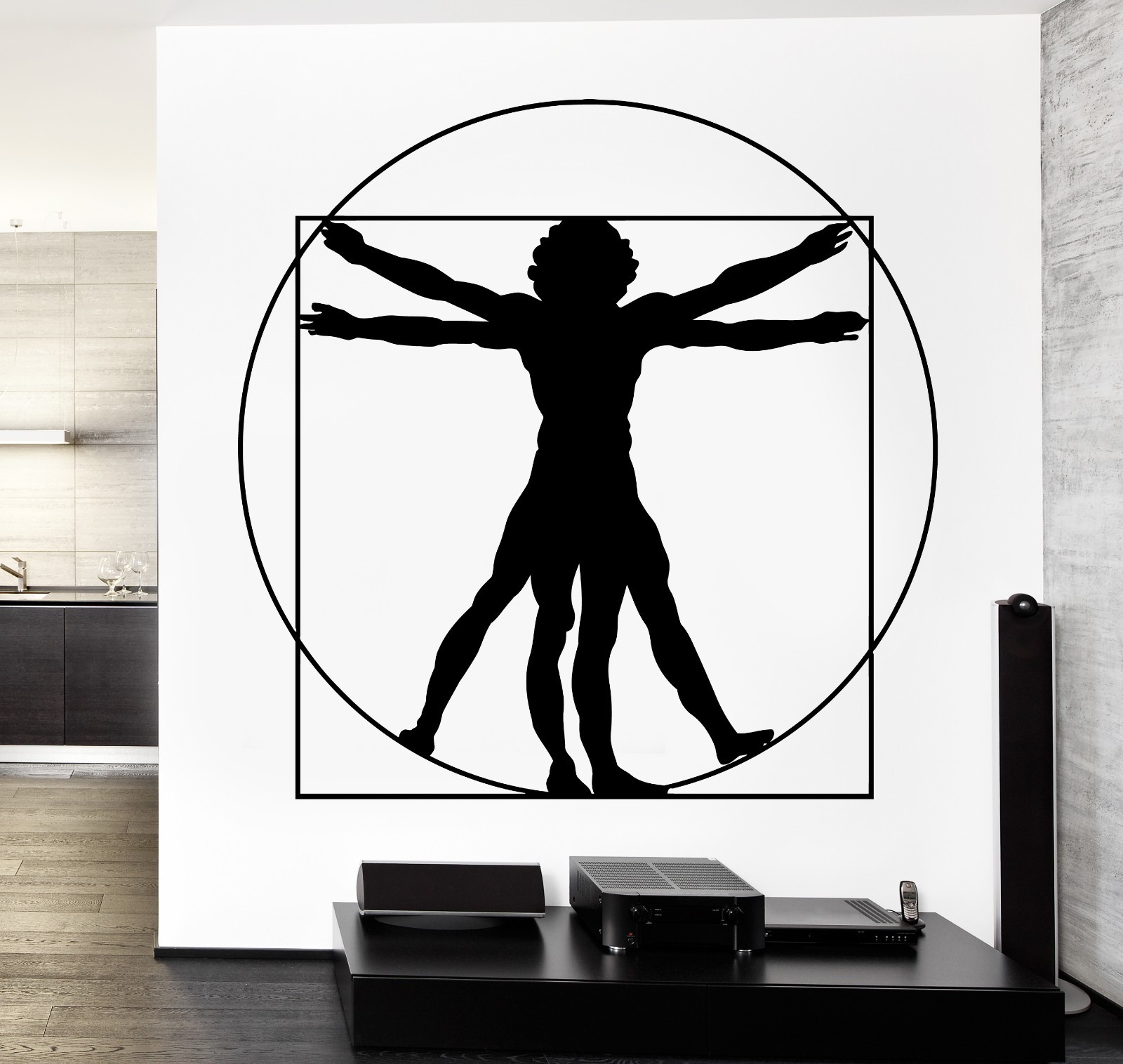 Wall Vinyl Decal Leonardo Da Vinci Virtuvian Man Contemporary Modern Decor z3717