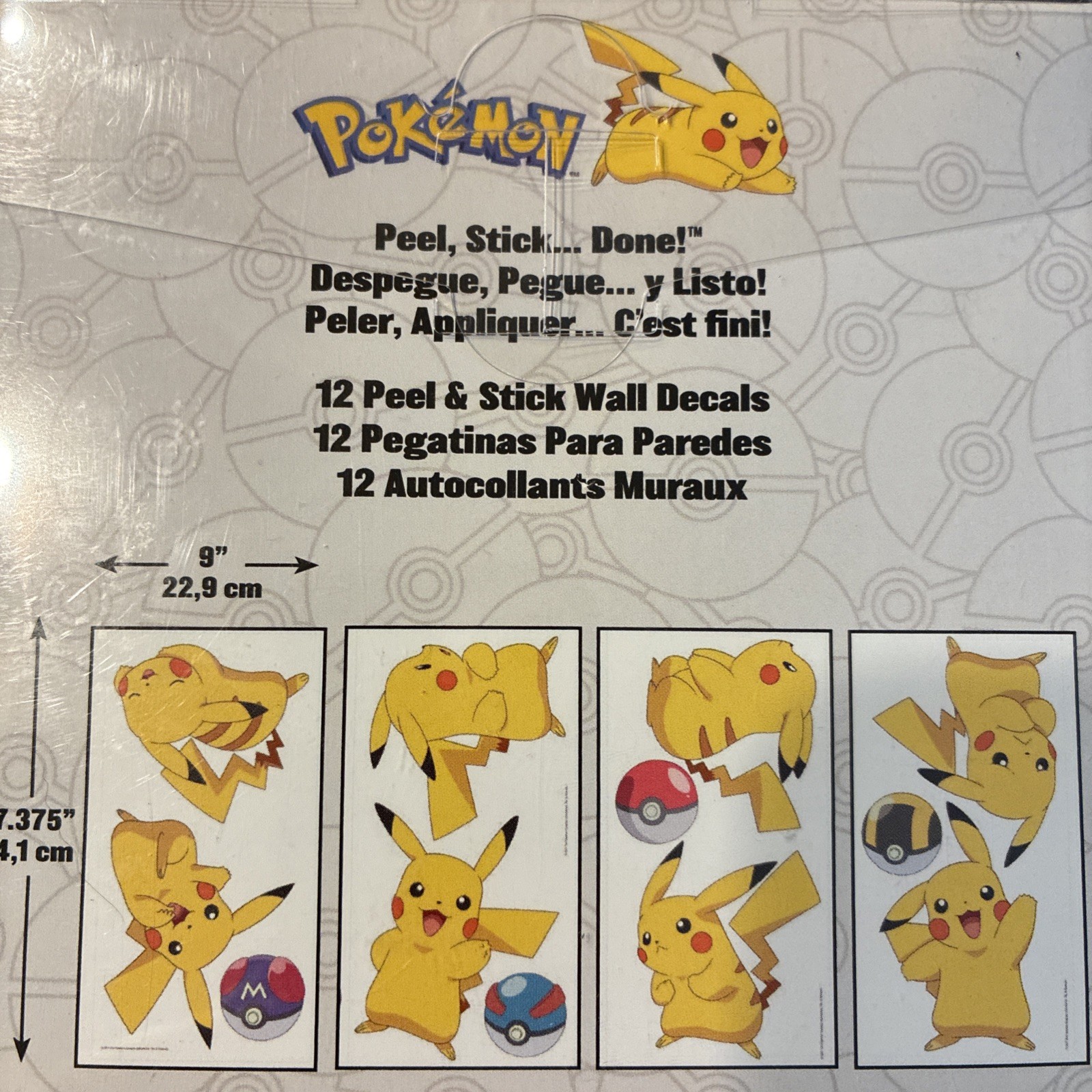 12pc Pokemon PIKACHU Removable & Repositionable Wall Decals! *New *Fast Shipping