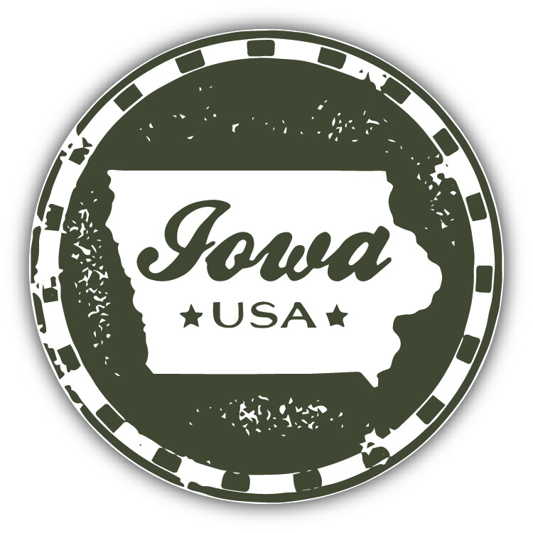 Iowa USA State Grunge Map Stamp Car Bumper Sticker Decal