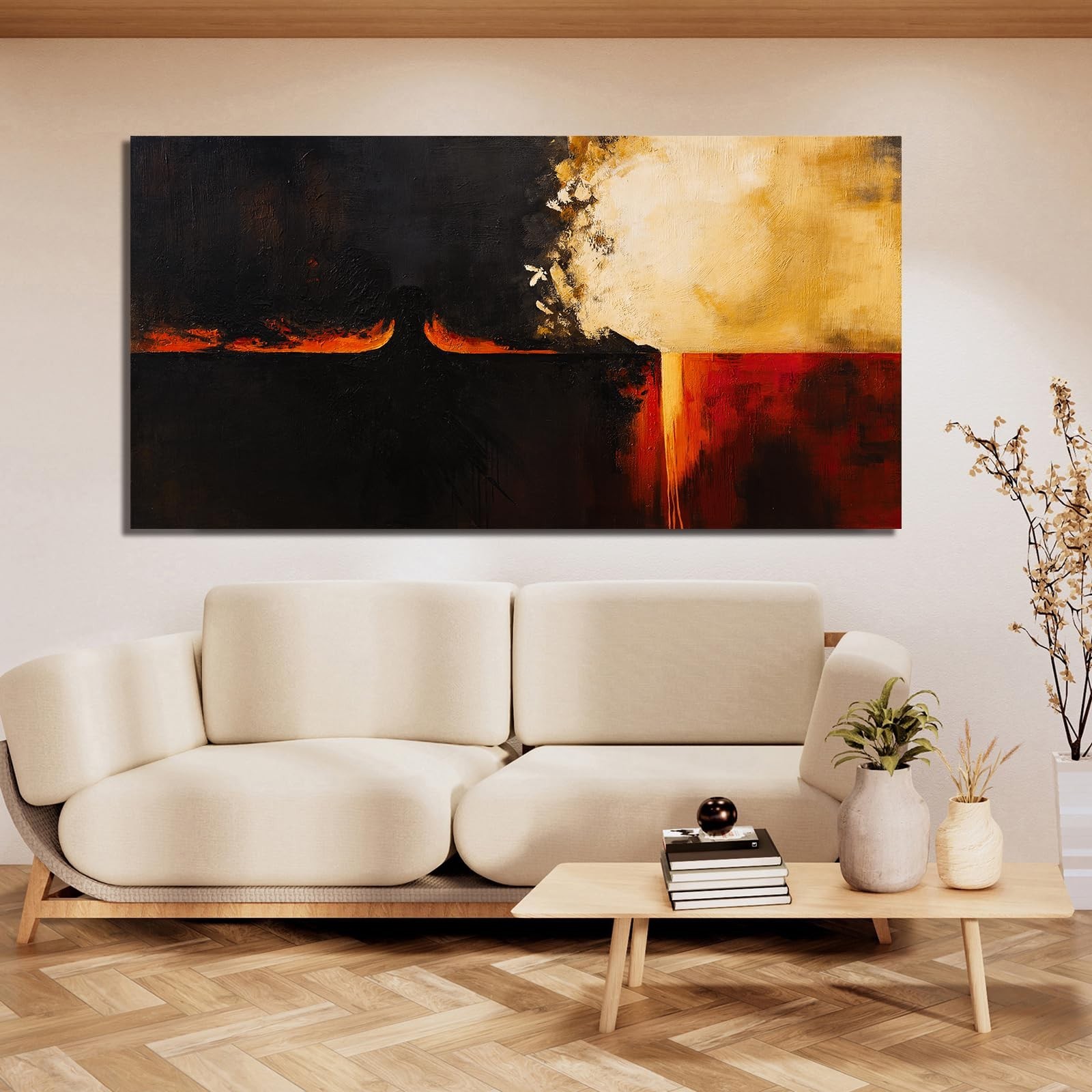 Canvas Wall Art Decor Large Wall Art Pictures For Living Room Black Red Vinta…
