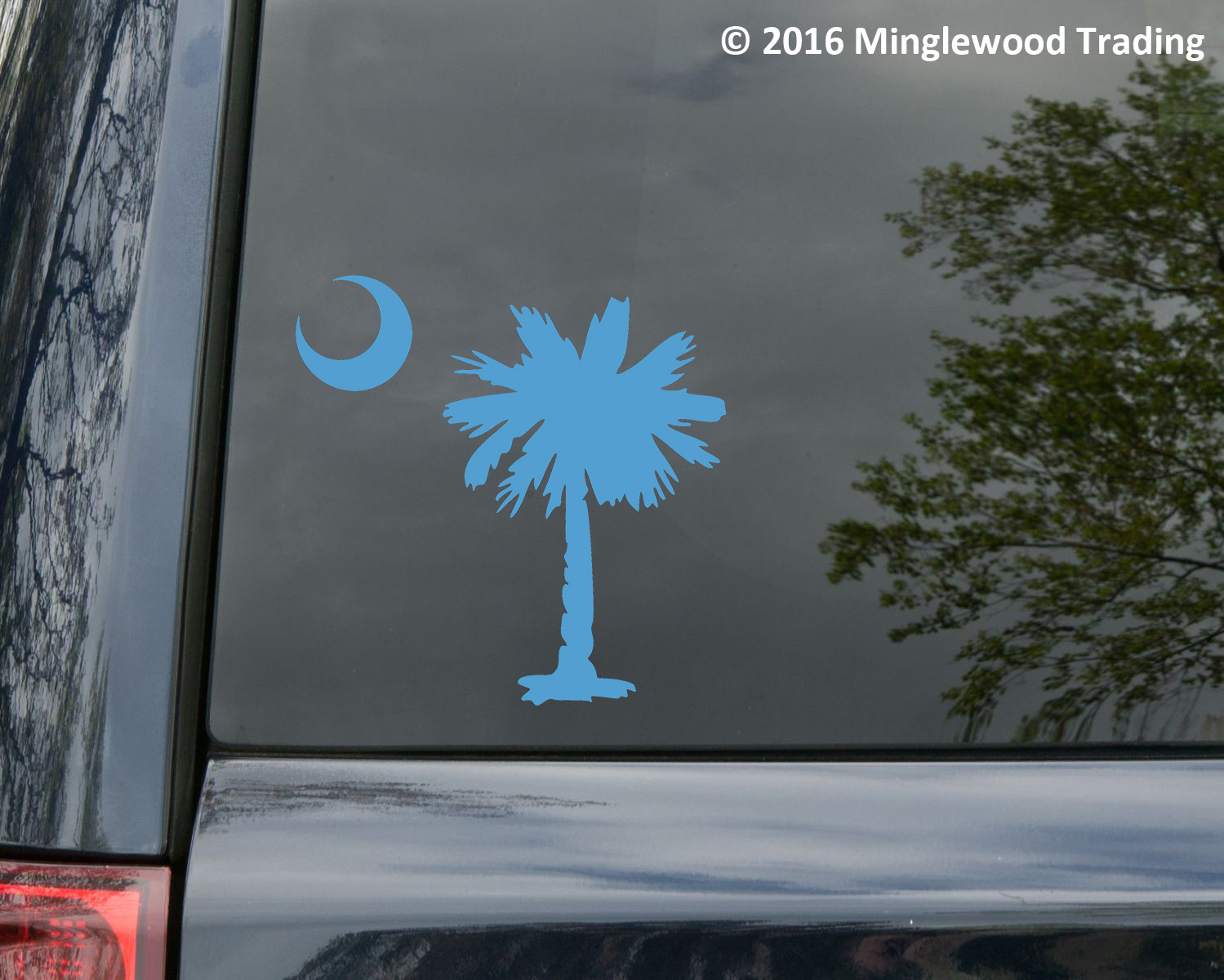 PALMETTO with CRESCENT MOON – Vinyl Decal Sticker – South Carolina – Tree SC