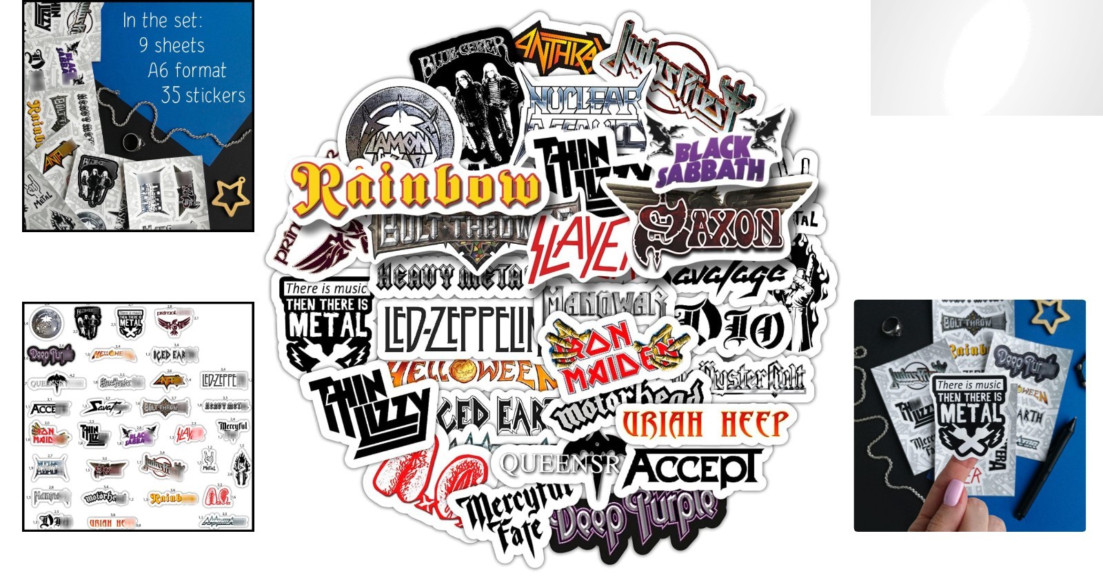 Durable Heavy Metal Band Sticker Pack – 35 Irregular Waterproof Vinyl Designs