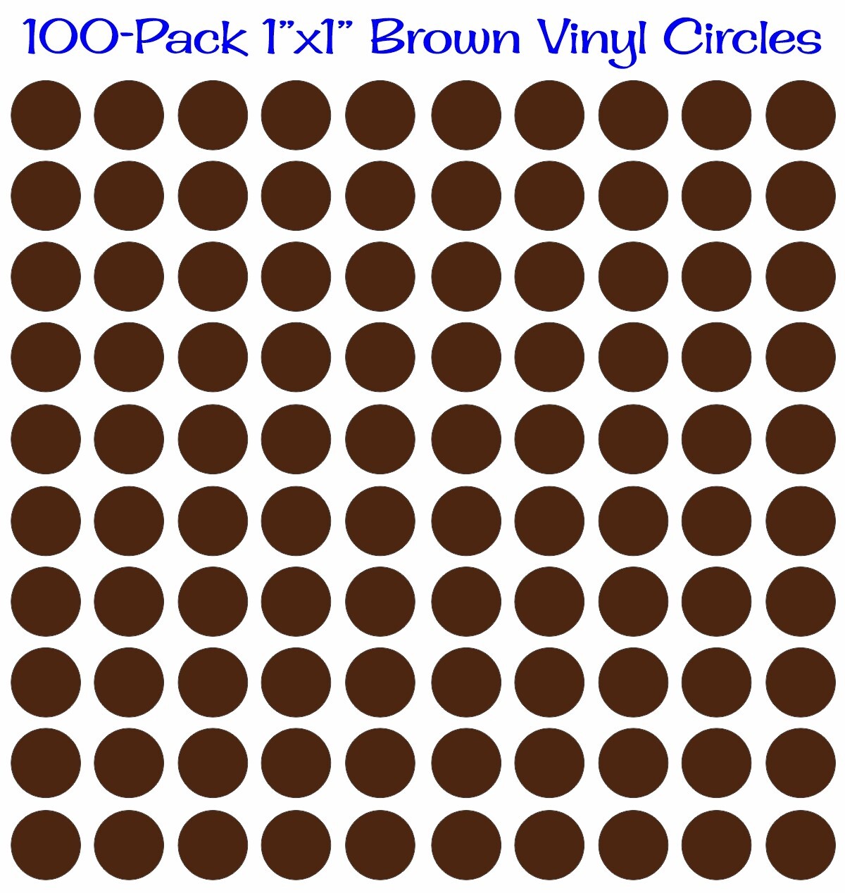 100 pack 1"x1" Diameter Round Dark Brown Vinyl Circles / Polka Dots Decals 1×1