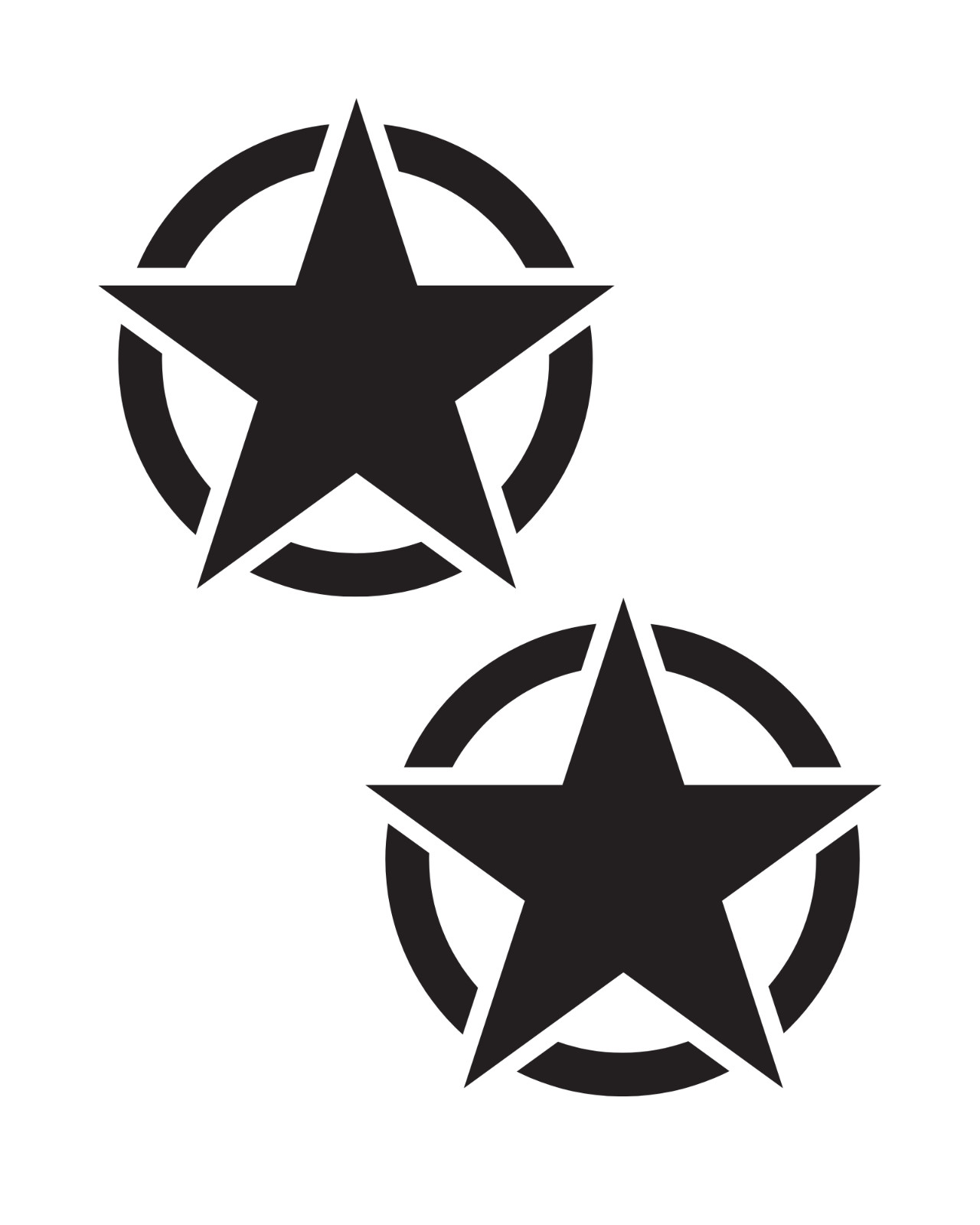 Star Emblem Vinyl Decal Sticker – Army Military Patriotic Car Window Truck Pair