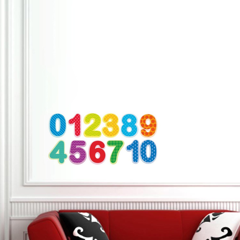 Digital Wall Stickers Child Colourful Decals Numbers Kids for Bedroom