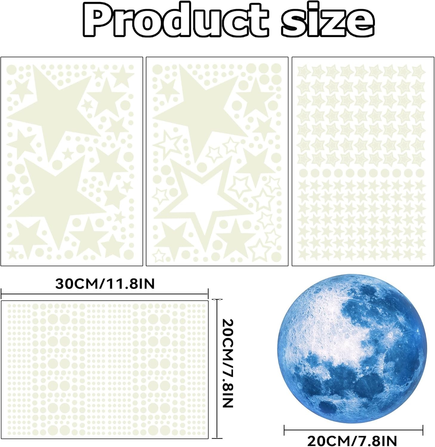 1078PCS Glow in the Dark Stars & Moon Stickers | Ceiling Wall Decals for Kids