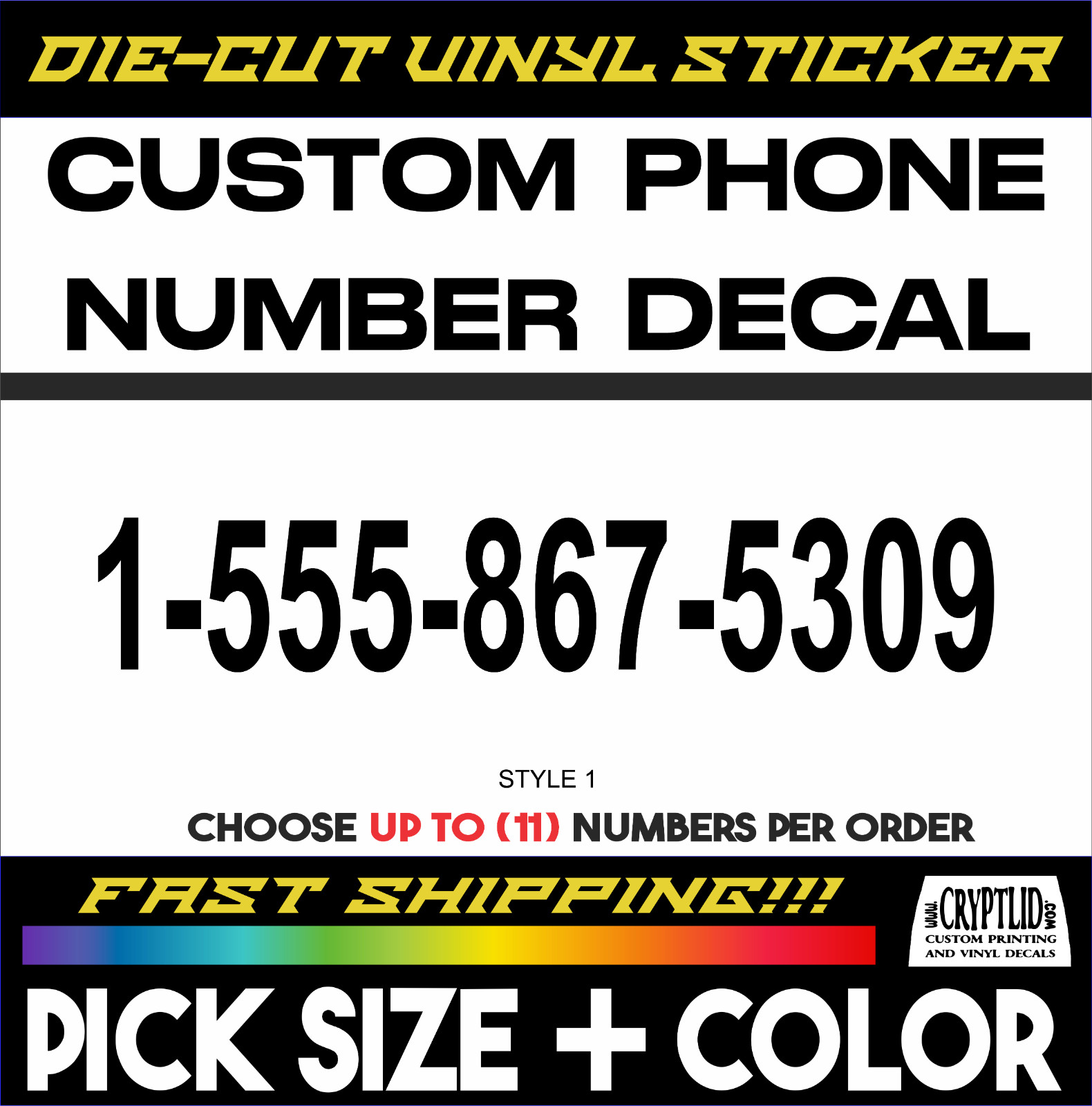 Custom Phone Number Sticker Vinyl Decal Car Van Truck Business Storefront Advert