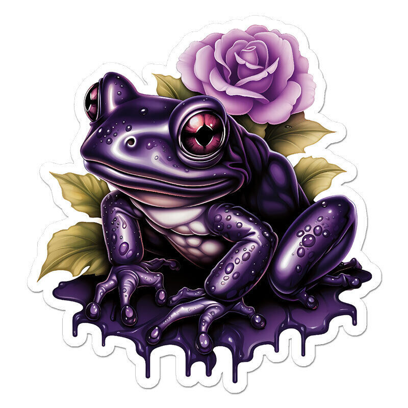 Purple Frog Rose Sticker
