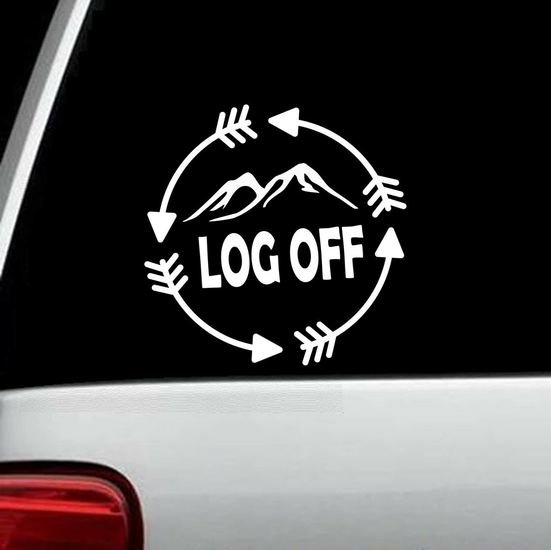 Log Off Mountain Hiking Camping Decal Sticker for Car Window 5.0 Inch BG 380