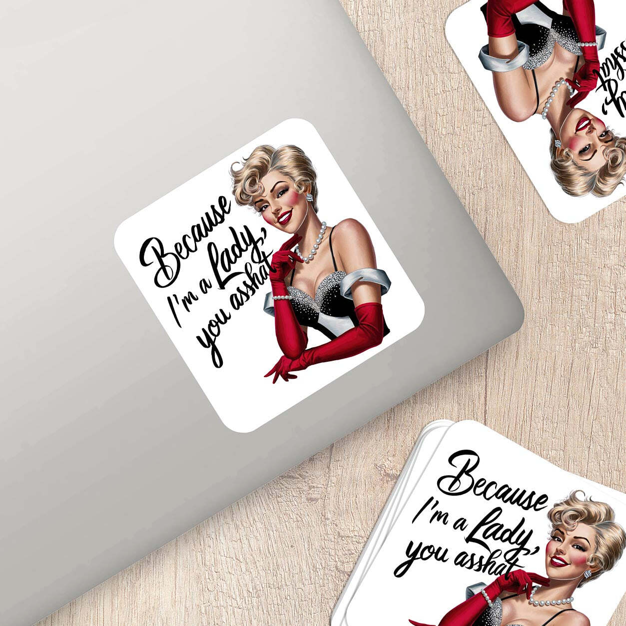 Sarcastic Pinup Girl Sticker – Weatherproof Vinyl for Laptops & Water Bottles
