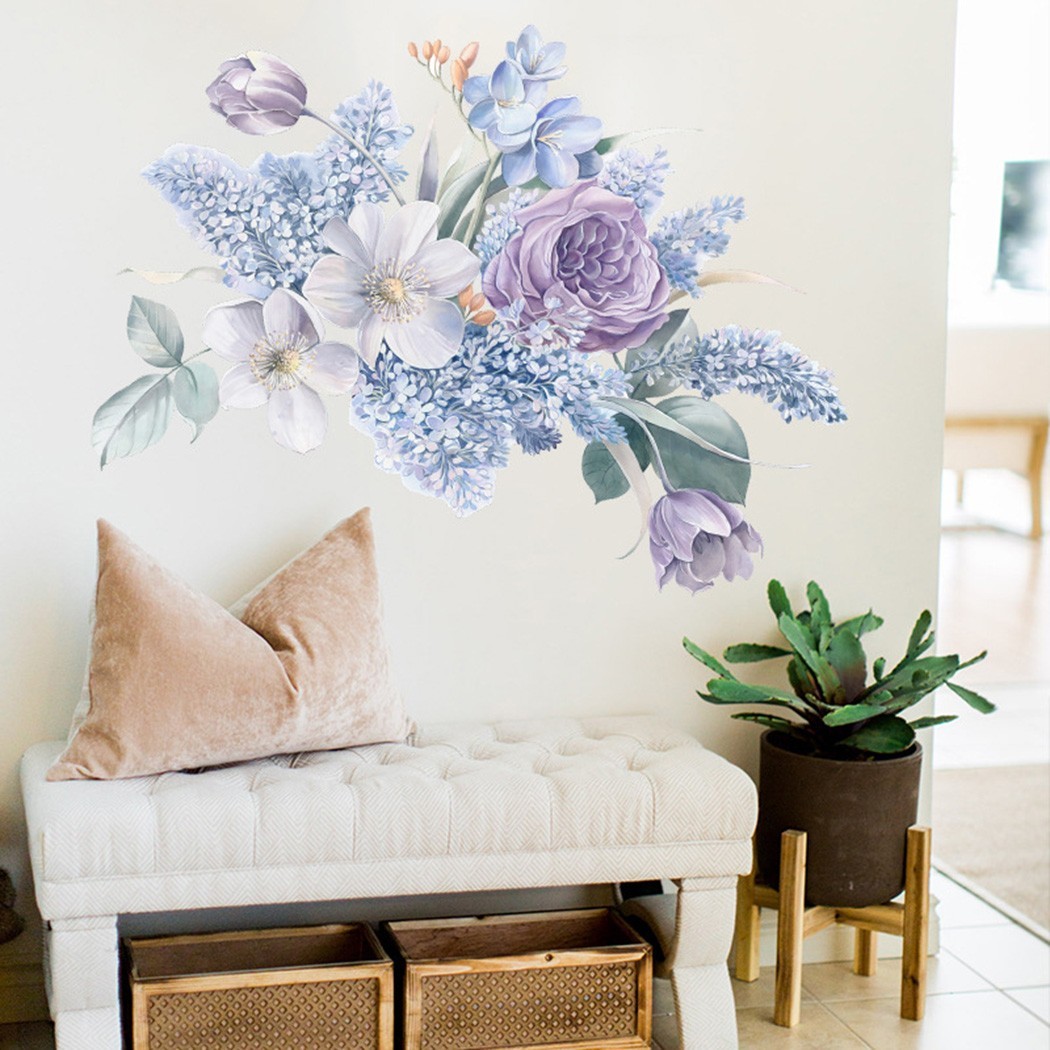 Removable Floral Wall Stickers Waterproof Vinyl Art Flower PVC Decals Home Decor
