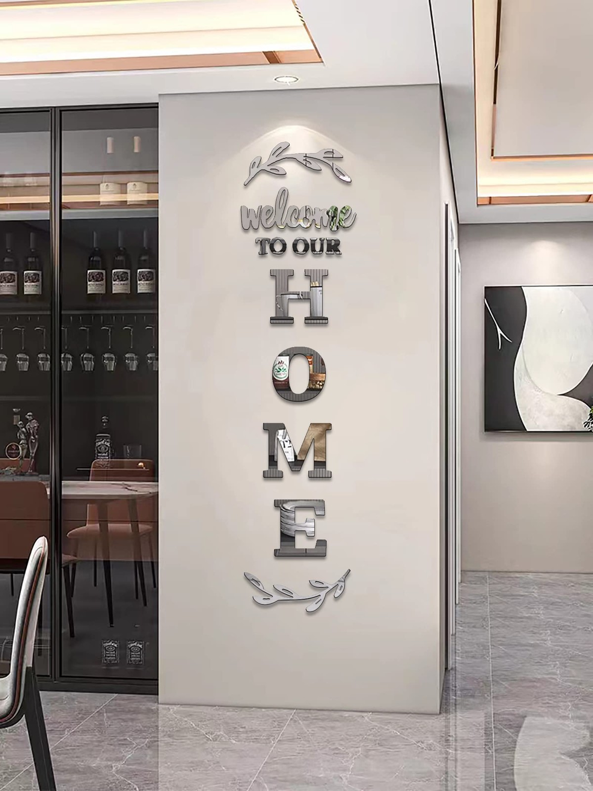 Home Wall Decor Welcome to Our Home Letter Signs – Acrylic Mirror Stickers fo…