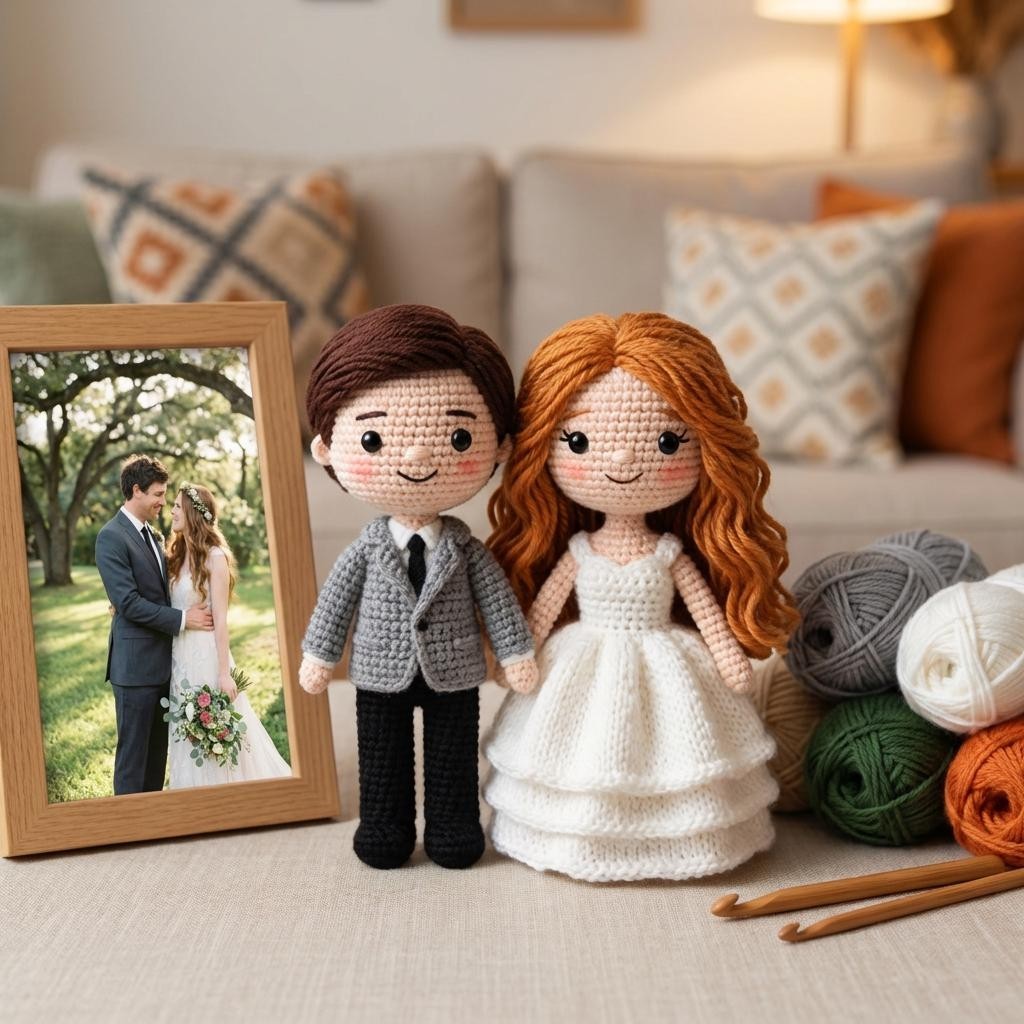 Custom Family Portrait Crochet Doll Personalized Amigurumi Gift