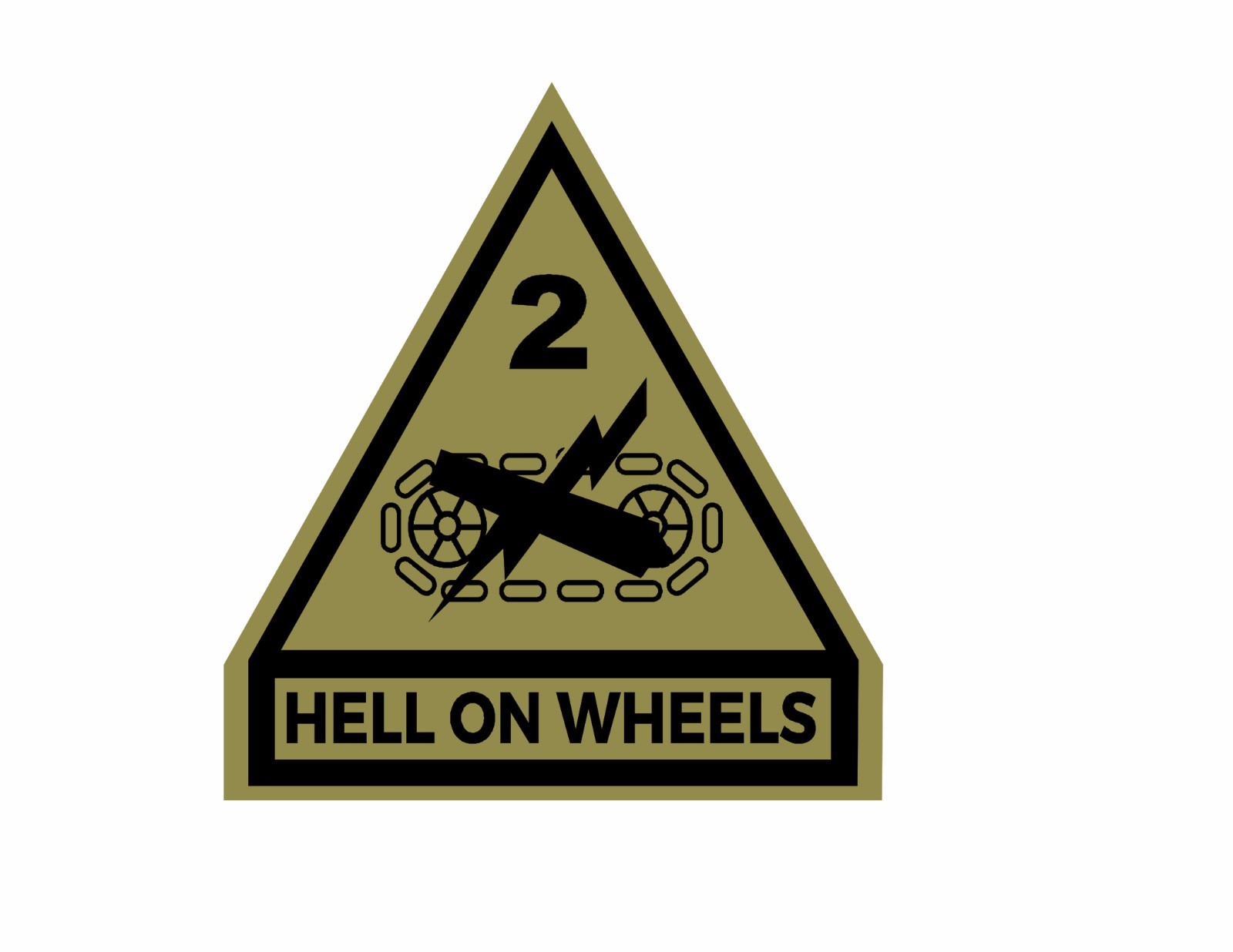 2nd Armored Division HELL ON WHEELS Vinyl Window Decal/Sticker Olive/Black
