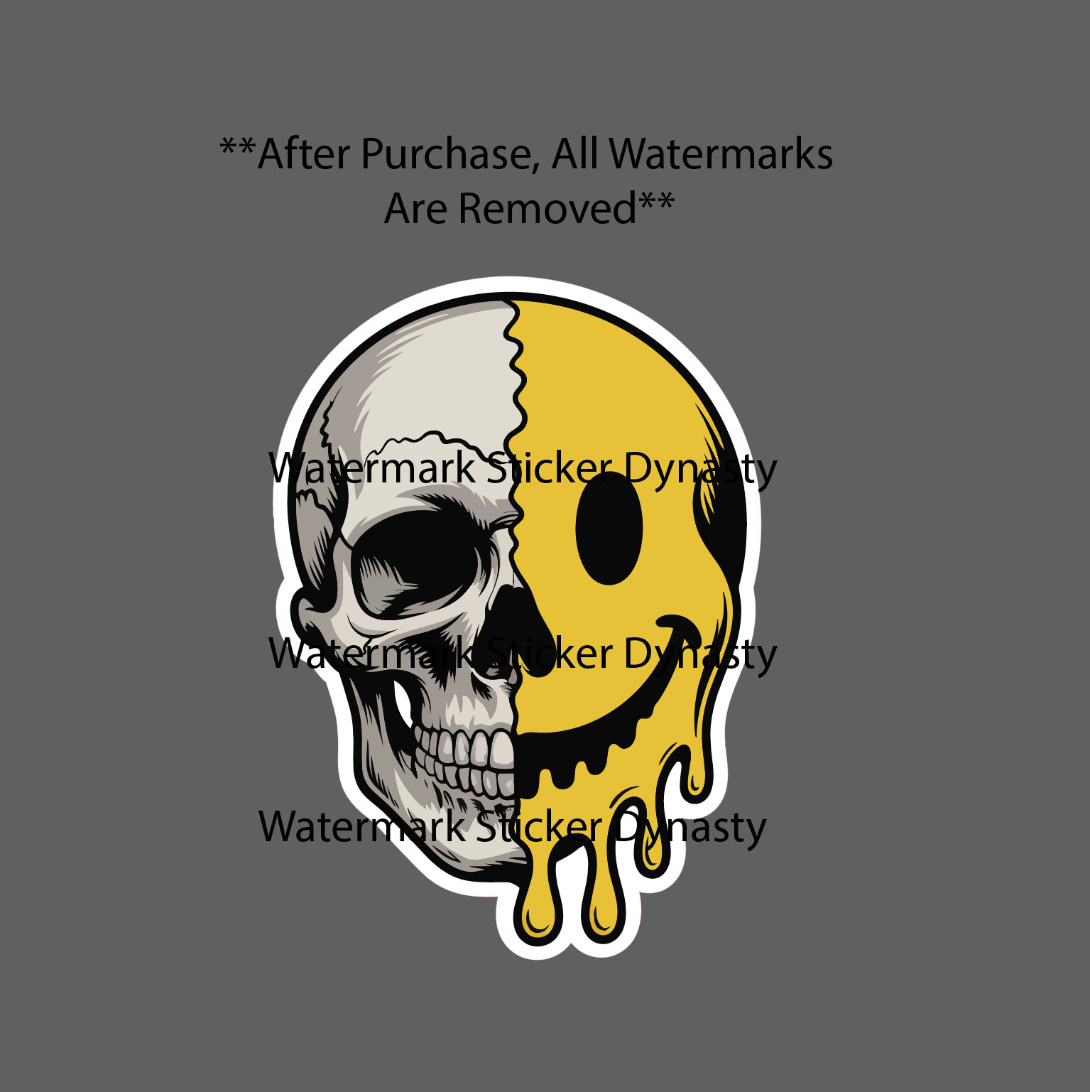 Skull Smiley Face Sticker Waterproof Decal Melting Horror Bones Gift NEW