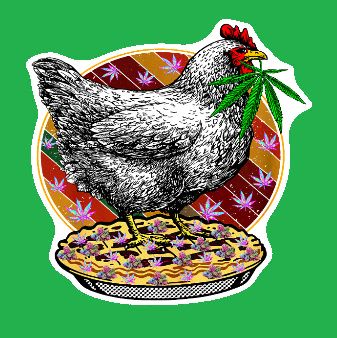 Vinyl Decal Chicken Pot Pie Weed Sticker Weatherproof UV Safe Added Layer