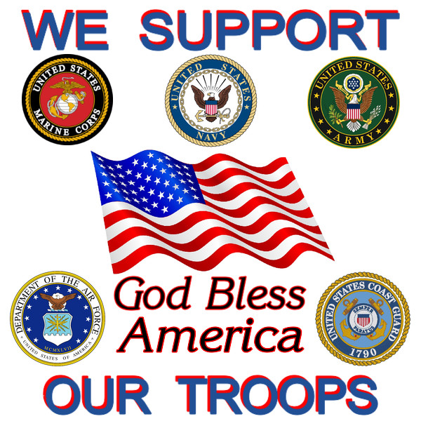 Military Branch support all. 4"X 4" vinyl. NEW. $4.65 Ships FREE