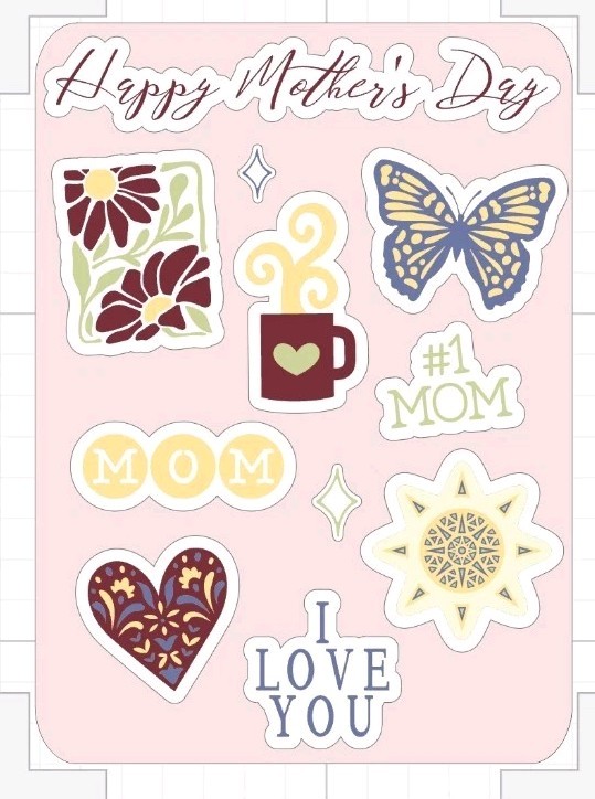 Happy Mothers Day Sticker Sheet Decals Phone Laptop Journal Etc