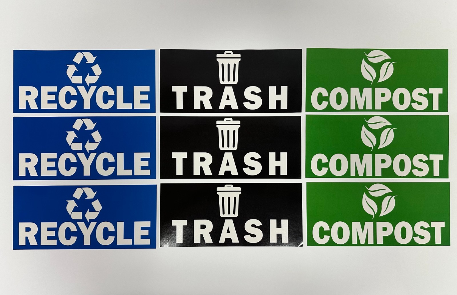 9 PACK! Trash Can Stickers, Set of 4" x 9" Recycle Compost Waste Bins Recycling