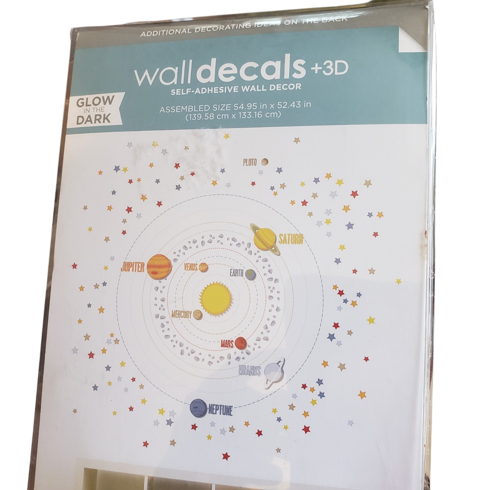 3D Glow in The Dark Solar System Wall Decals Wall Stickers Planet Ceiling 4×4 ft