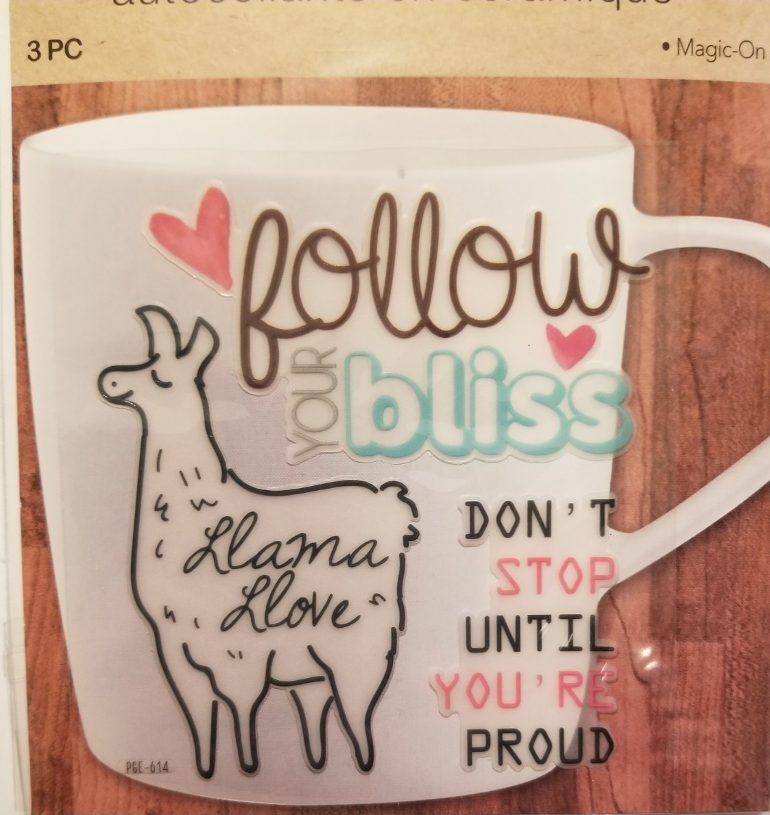Ceramic Stickers Coffee Cup Stickers Llama Follow Your Bliss 2 Packs