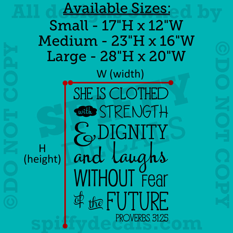 PROVERBS 31:25 Strength Dignity Laughs Quote Vinyl Wall Decal Decor Sticker