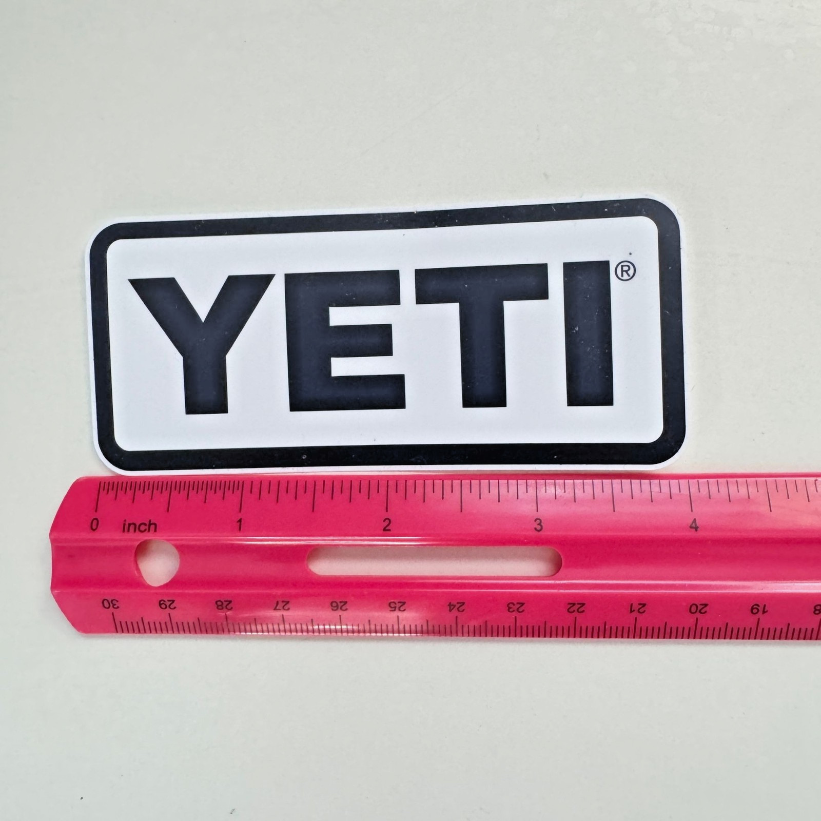 YETI Logo Sticker Decal Rectangular 4.6" x 2" Black & White For Coolers Bottles