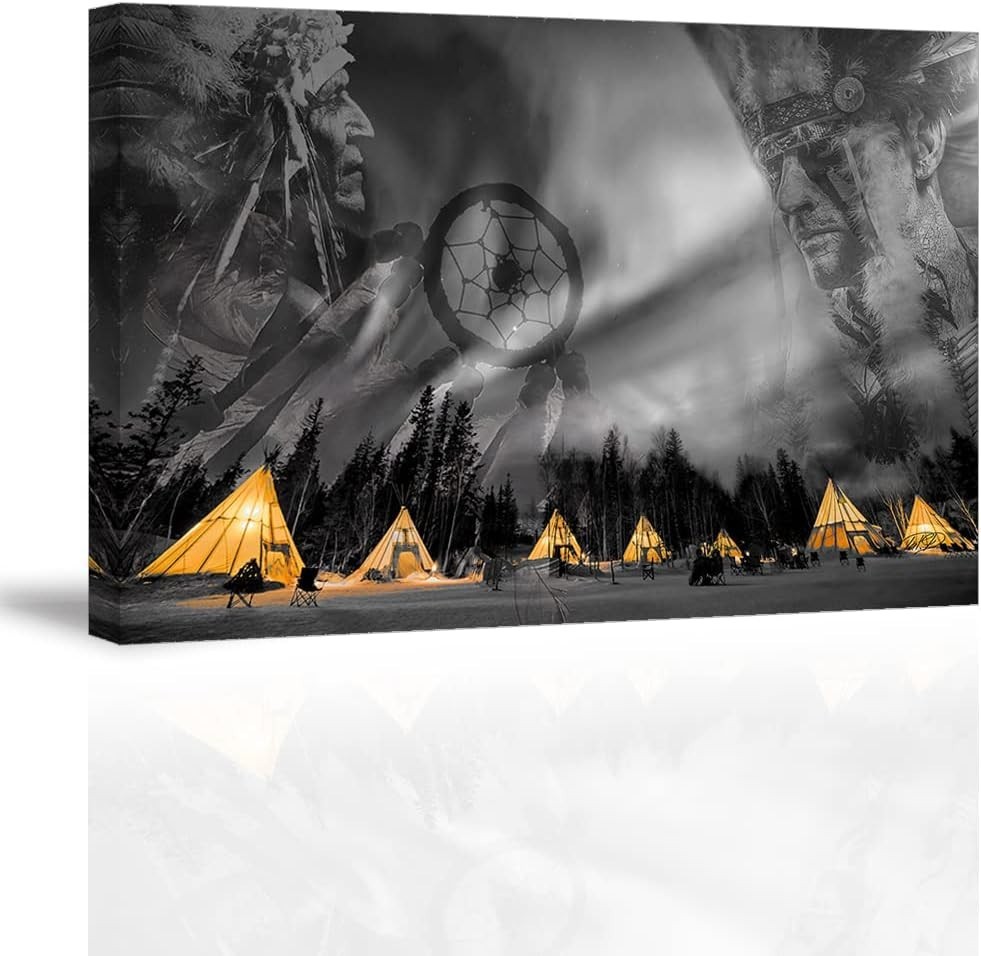Inspirational Black & White Wall Art in 36×24 – Elegant Native American Decor