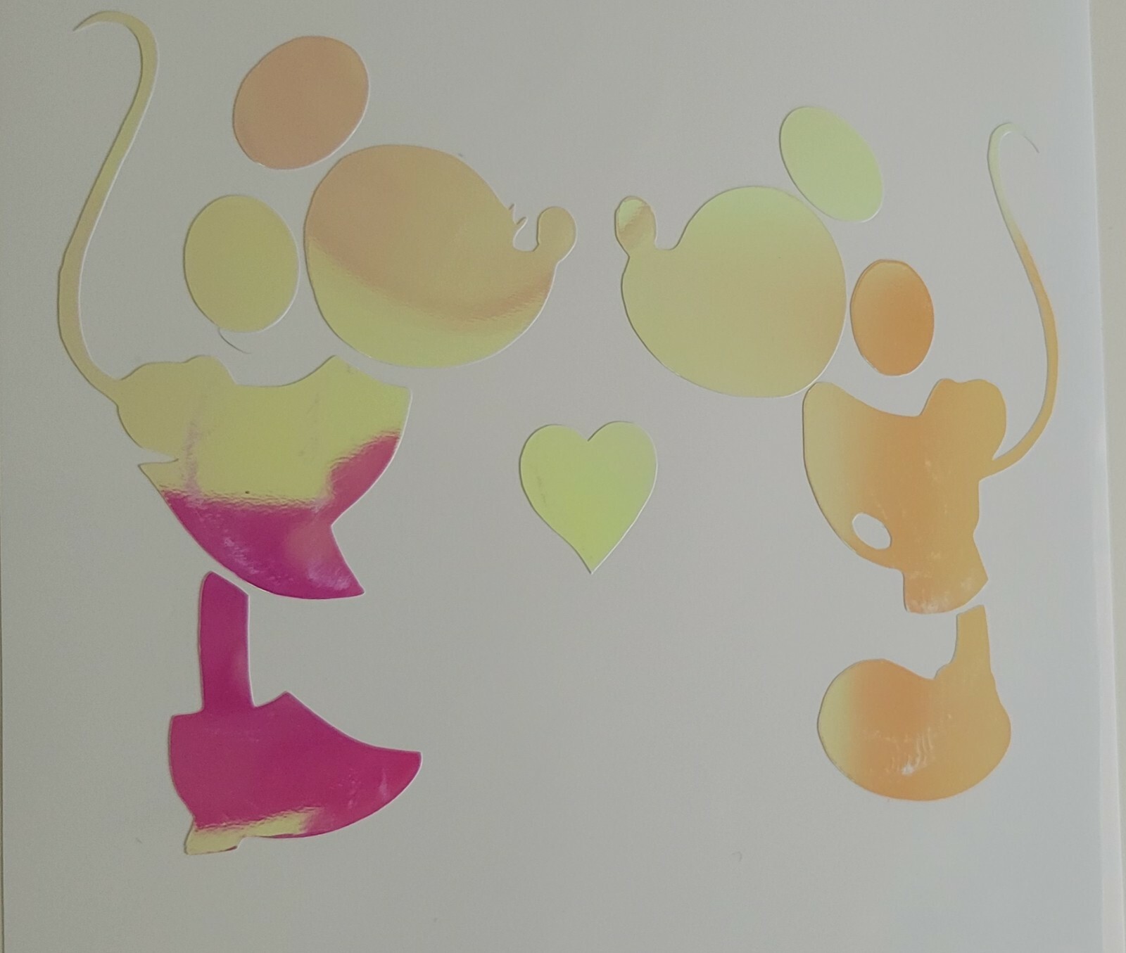 minnie and mickey mouse kissing decal with heart. water proof 5.5in wide
