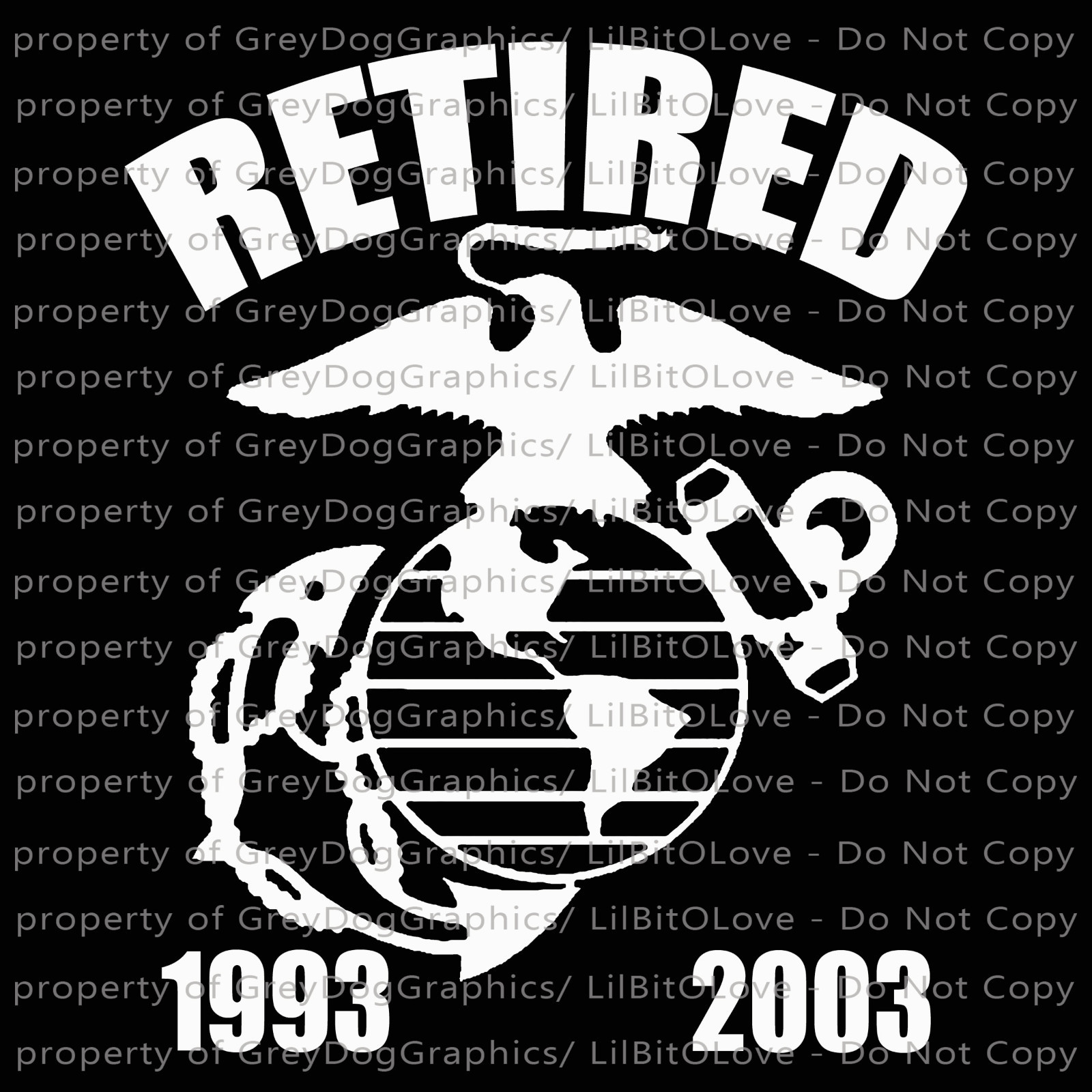 Custom USMC Retired Vinyl Decal with EGA & DATES United States Marine Corps