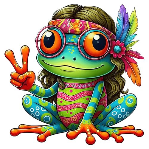 2 PCS Colorful Peace Frog Vinyl Decals – Waterproof Removable Stickers for