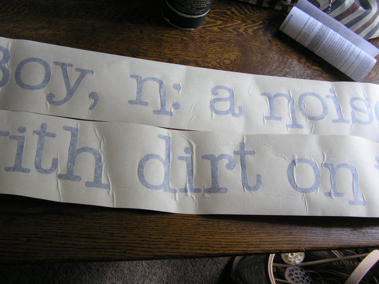 DCWV Home Removable Vinyl Wall Art "BOY, N: A NOISE WITH DIRT ON IT." Black~NIP!