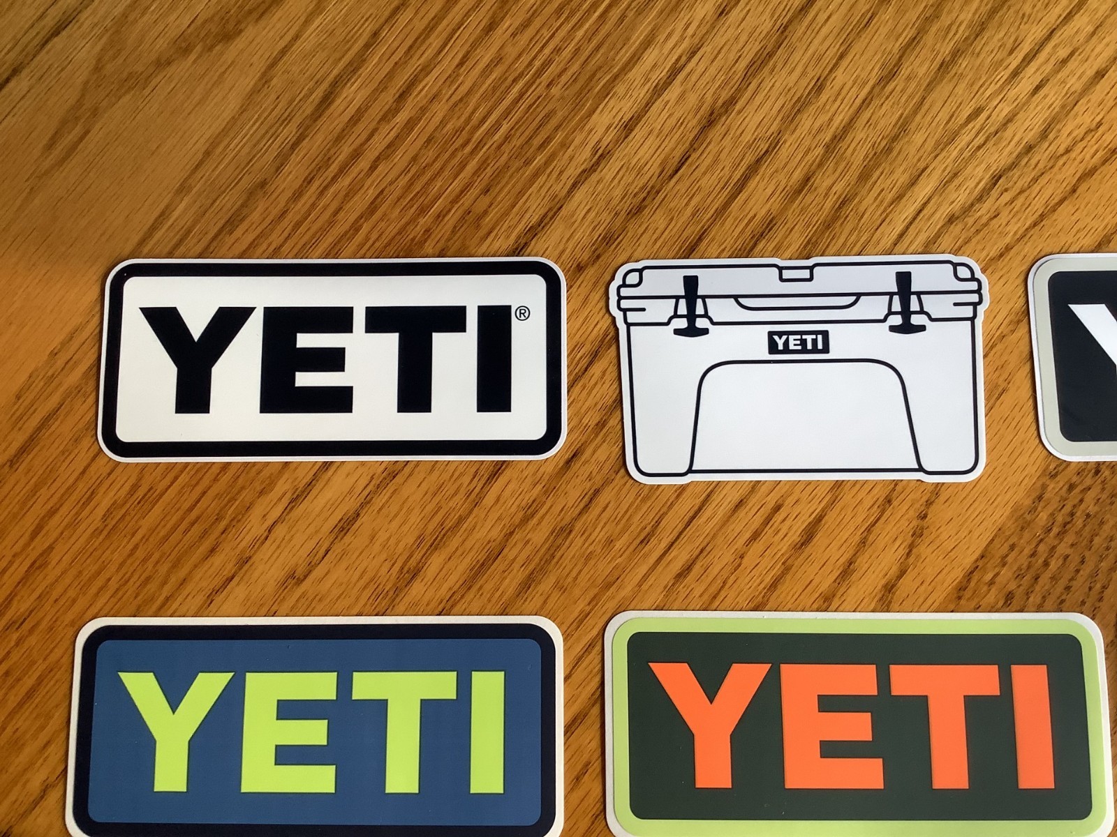 (7) YETI Logo Sticker/Decal Lot 4" Various Colors + (1) Cooler Decal Authentic