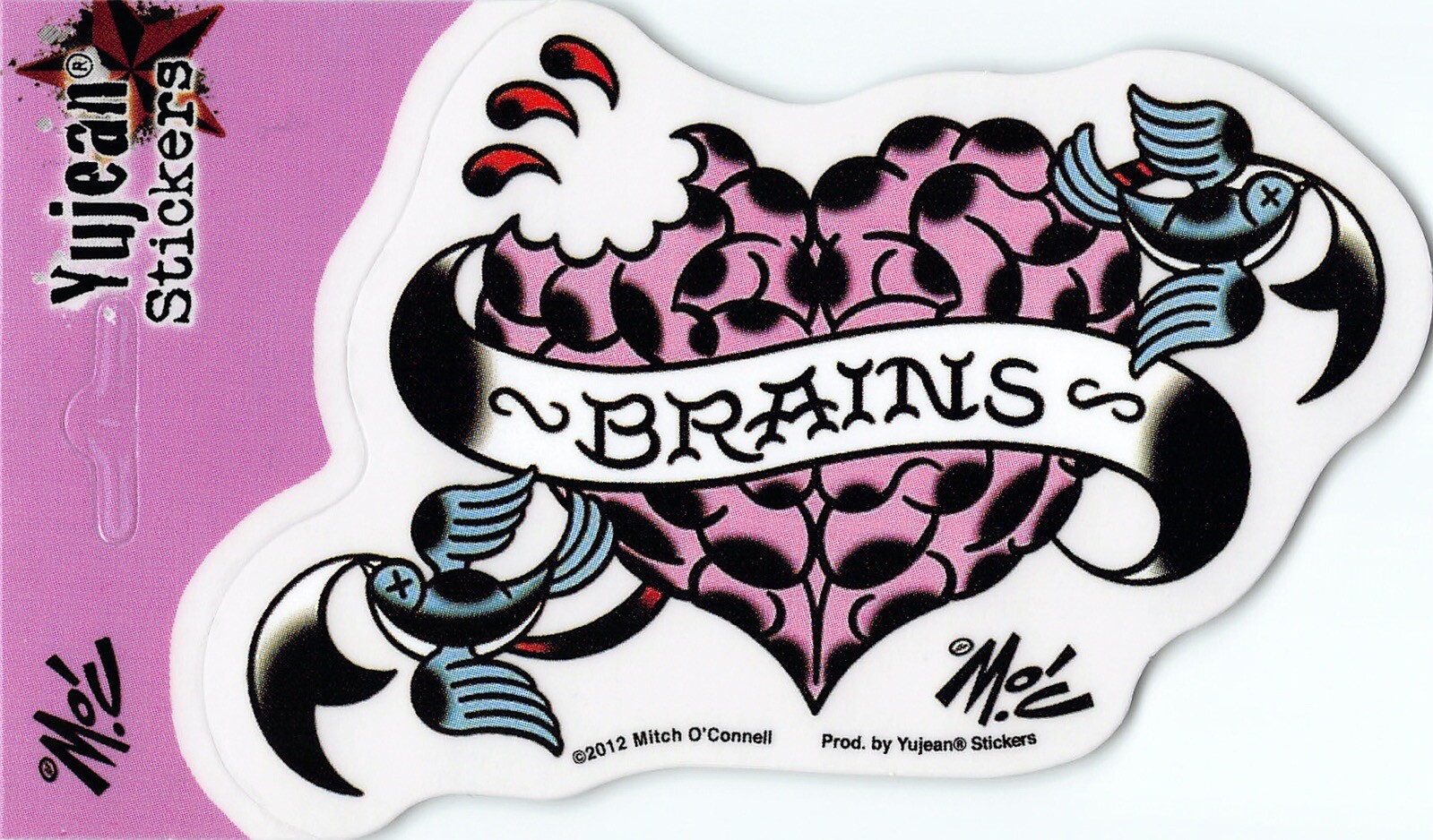 I Heart Brains Mitch O Connell Die-Cut Decal Sticker New Love Pink Zombie Birds