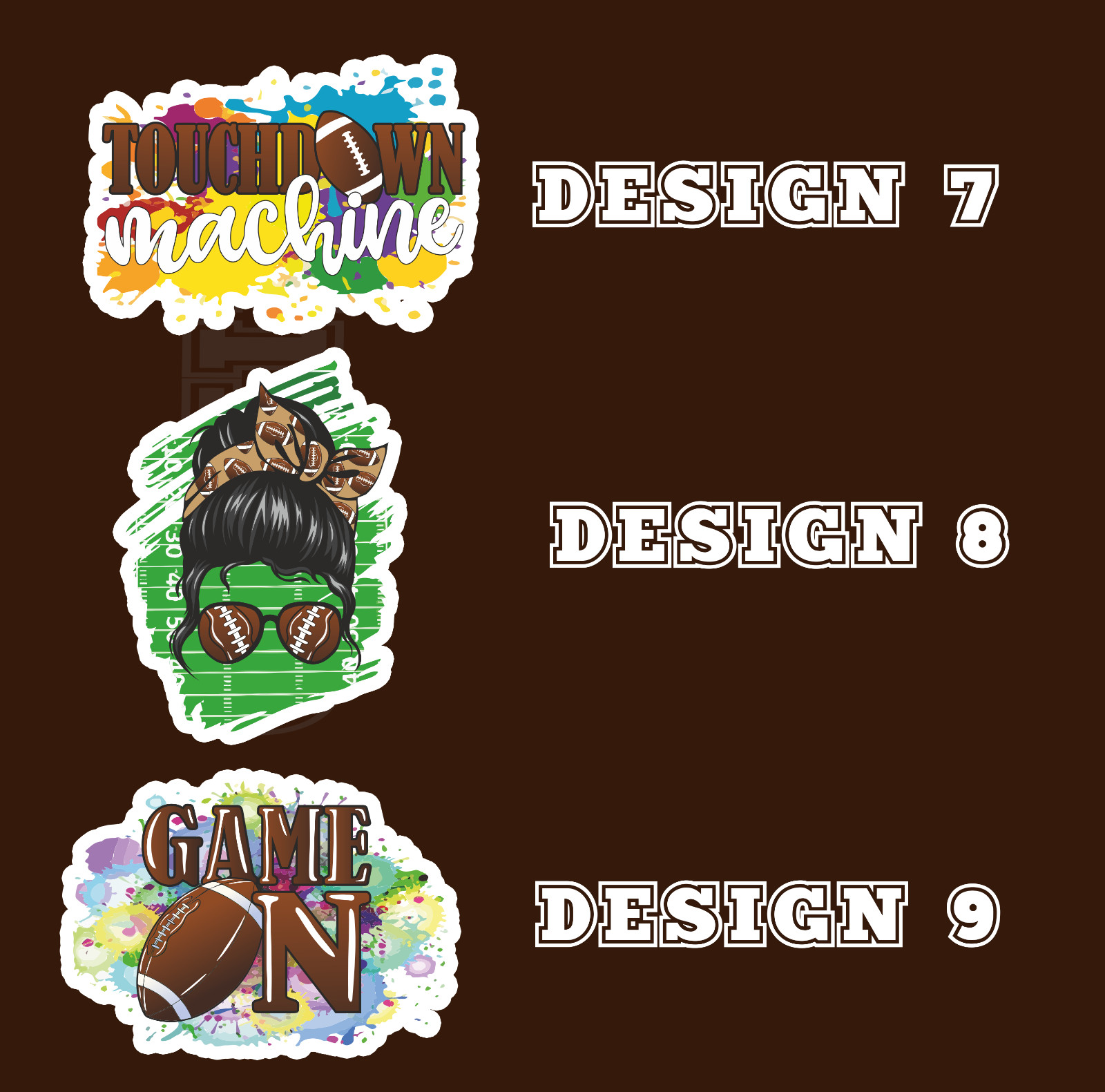 Football Vinyl Stickers Multiple Sizes Colorful Stickers For Any Smooth Surface