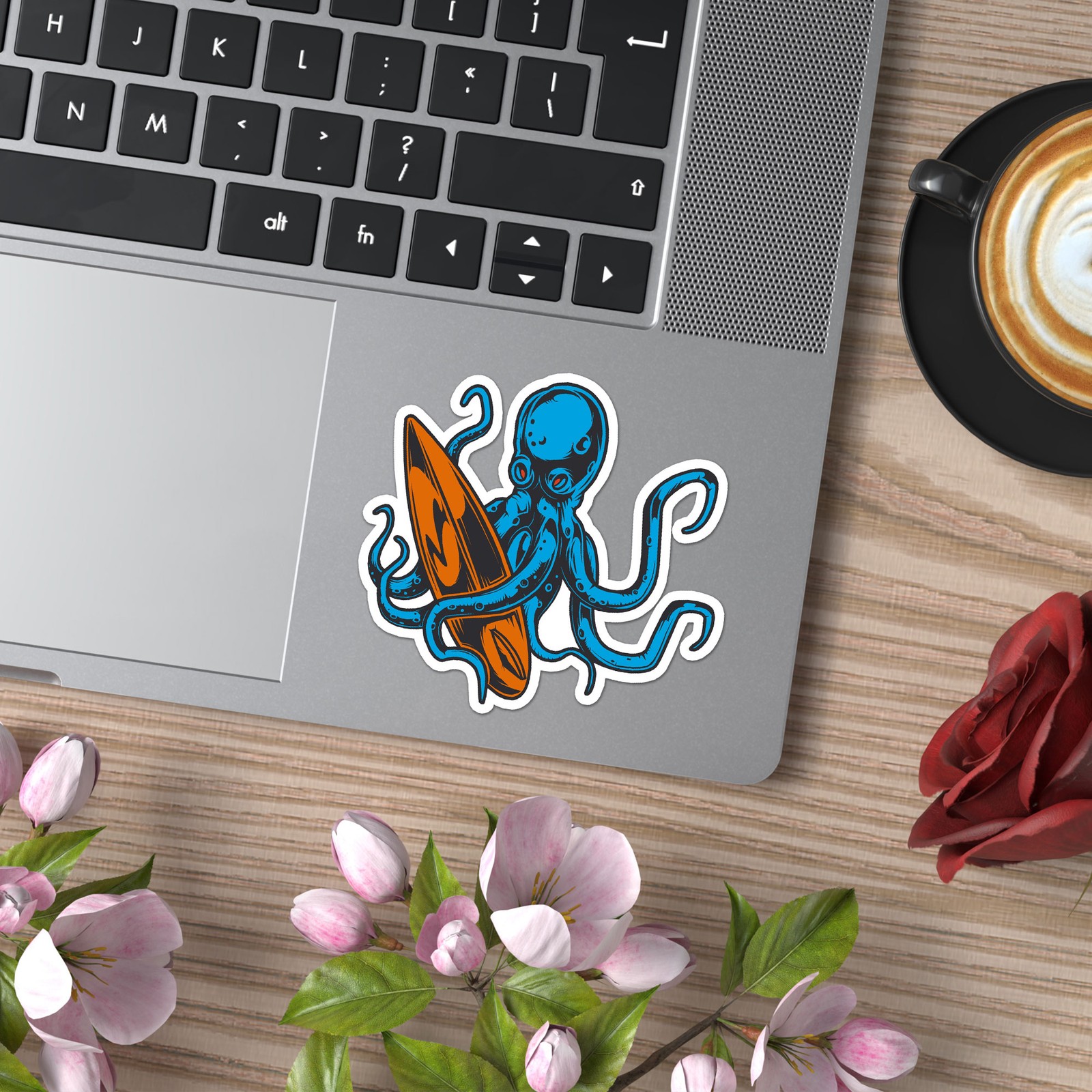 Octopus Surfboard – Vinyl Decal Sticker – Car Window Laptop – ebn11447