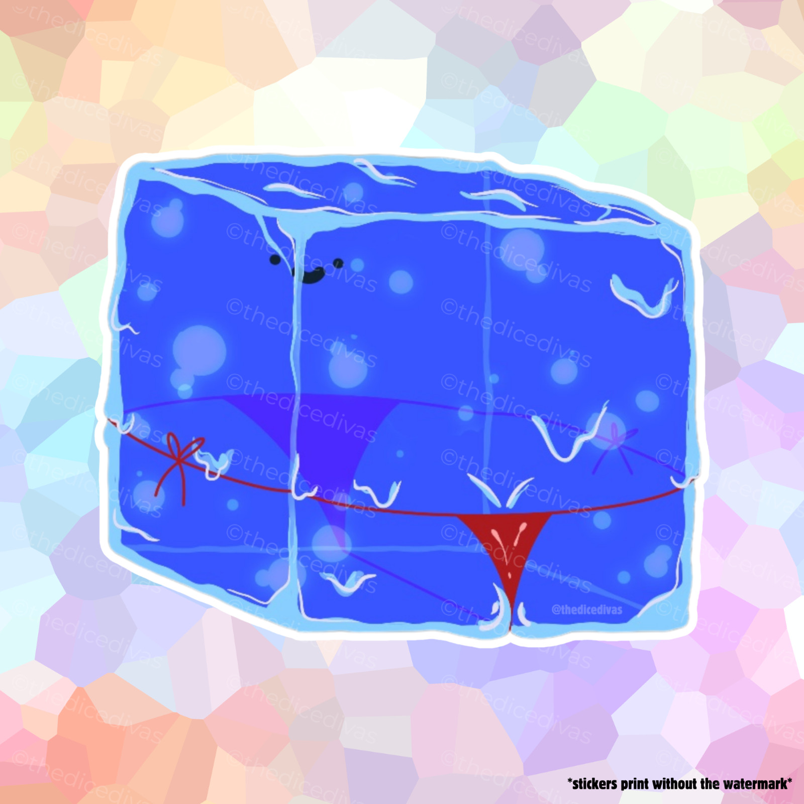 Sticker: Blue Naughty Cube – Gelatinous Cube, Ooze, Dungeons and Dragons, DND