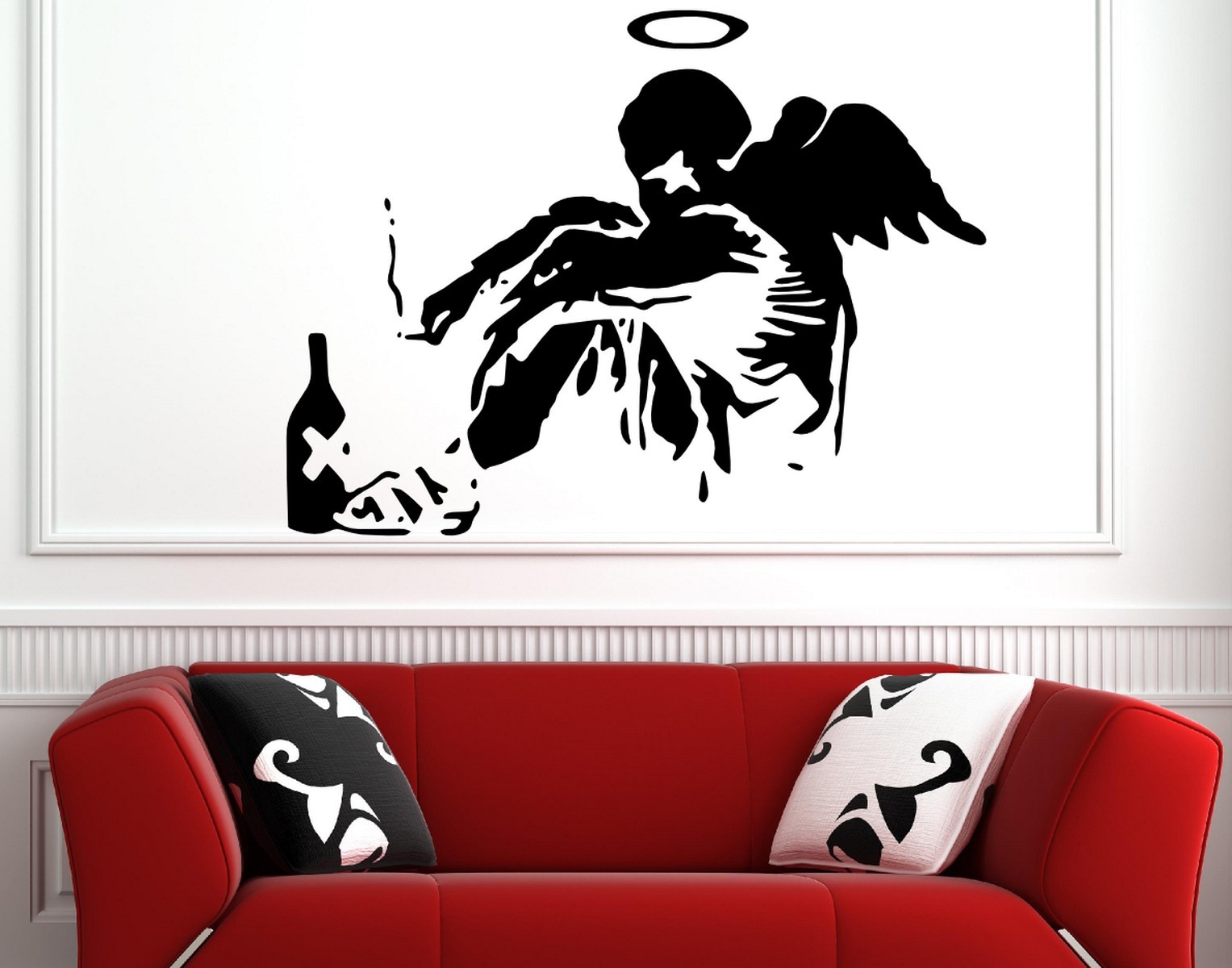 Banksy Graffiti 'Fallen Angel' Art vinyl wall stickers decorations 45cm x 60cm