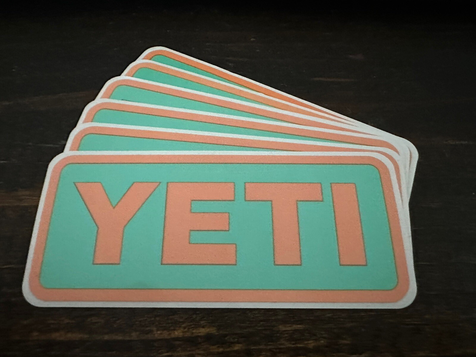New YETI Logo Sticker Decal Authentic Teal Turquoise Peach Pink Coral