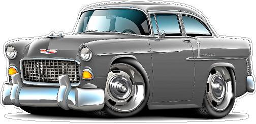 Wall Decal Compatible with 1955 Chevy Belair 265 Cartoon Car Boys Room Art