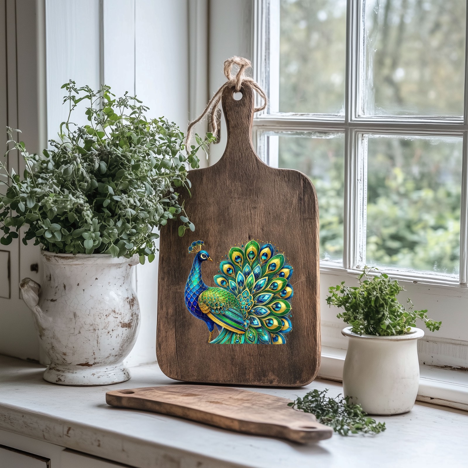 Art Deco Peacock UV DTF Transparent Sticker / Decal