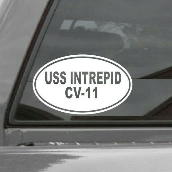 USS INTREPID CV-11 EURO OVAL Vinyl Window Decal US NAVY