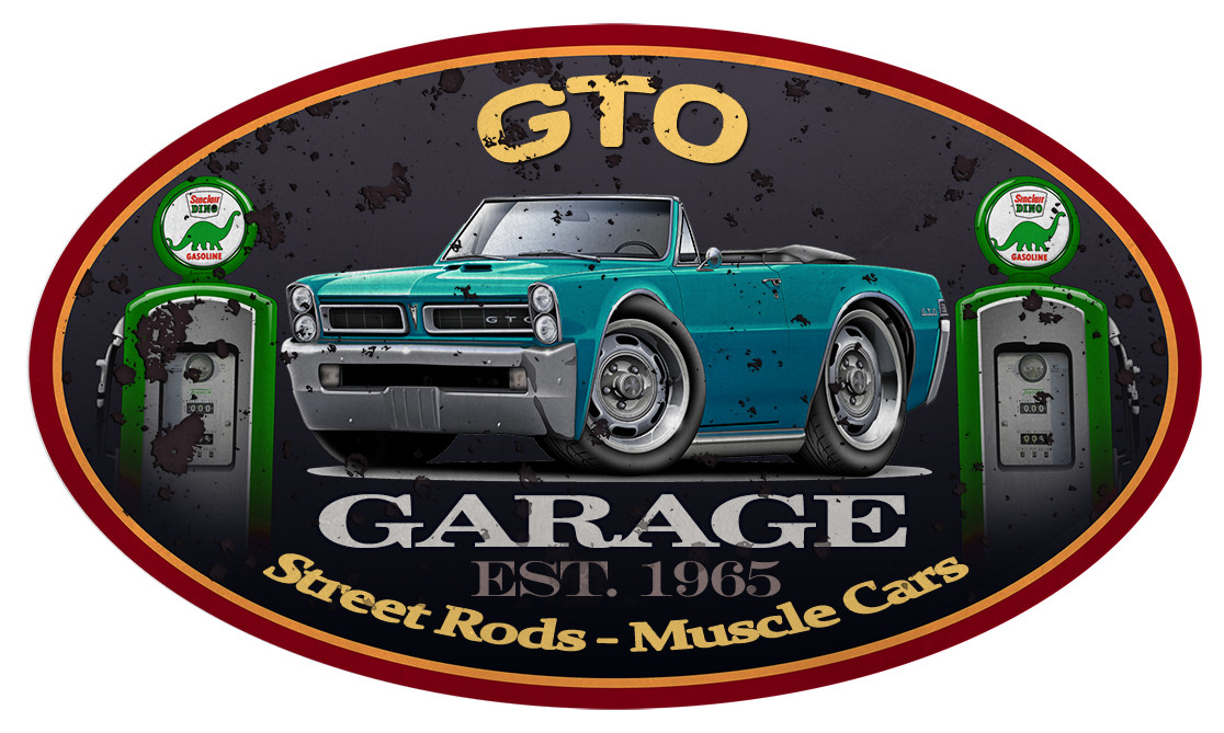 1965 Pontiac GTO Convertible Garage Sign Wall Art Graphic Sticker