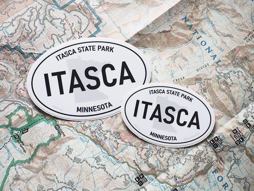 Itasca State Park Minnesota White Oval Bumper Sticker