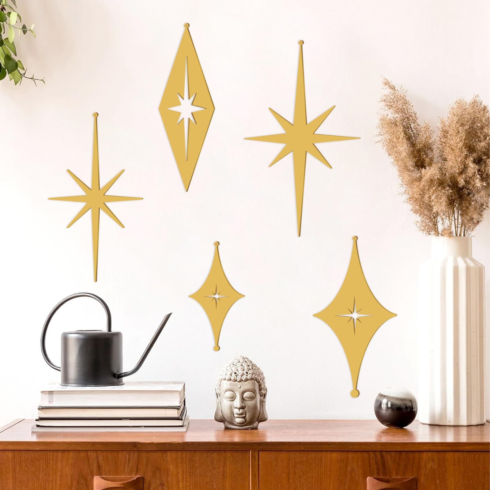 Stars Wall Decor Golden Starburst Metal Art Signs Mid Century Modern Decor