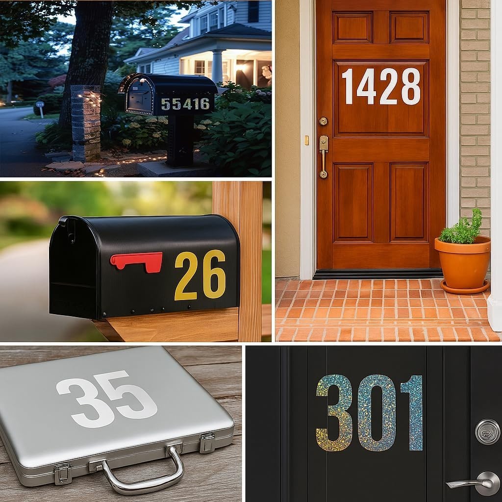 Large 3-Inch Vinyl Number Stickers – 60 Durable Address Labels for All Surfaces