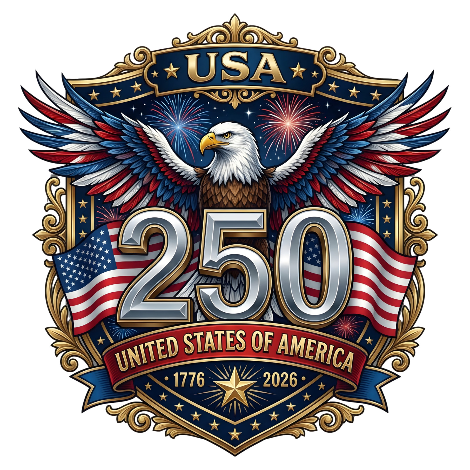 250th USA Anniversary Laminated Sticker 1776-2026 America Decal MAGA EAGLE