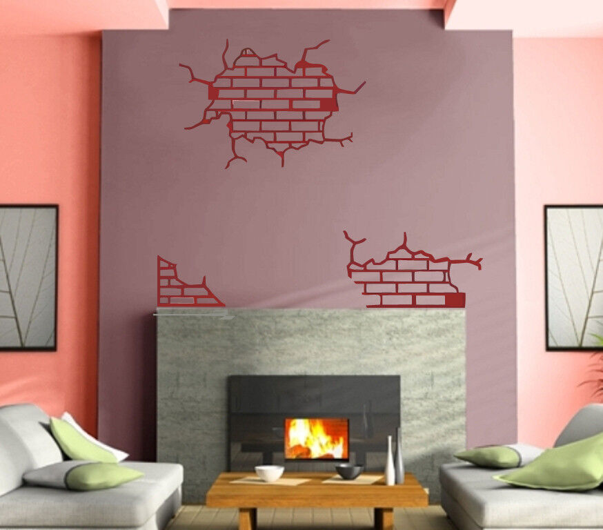 Brick Wall Crack Fracture Upban Decor Mural Wall Art Decor Vinyl Sticker z717